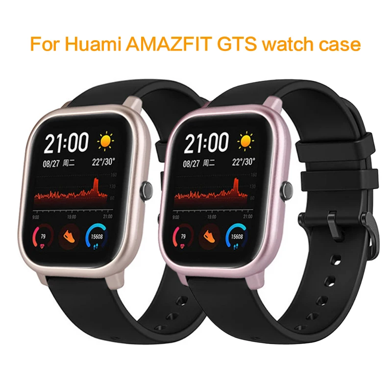 

Fashion Solid Color Soft Metal PC Ultra Protective Case Cover Shell For Huami AMAZFIT GTS Wristband SmartWatch Screen Protector