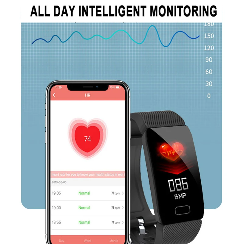 New Smart Bracelet Watch Women Men Unisex Sports Wristwatches Heart Rate Monitor Blood Pressure Electronic Silicone Band Watches