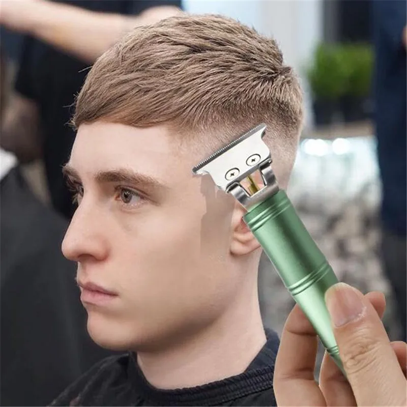 Electric T Blade Zero Gap Clipper Balding Head Trimmer Fading Outline Style Haircut Machine Portable Men Beard Styling Shaving