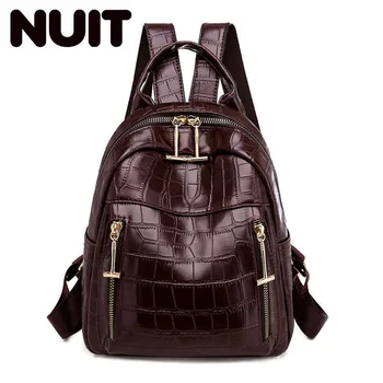 

Fashion Women Small Backpack Vintage Crocodile Backpack School Bag For Teenage Girls Leather Shoulder Bag Ladies Bagpack