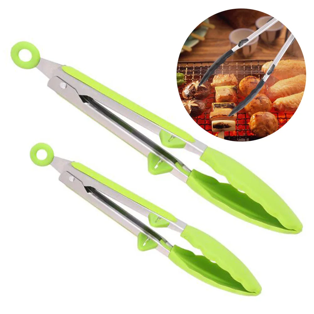 Food Grade Silicone food tong Kitchen Tongs utensil Cooking Tong clip Clamp accessories Salad Serving BBQ tools 9/12inch