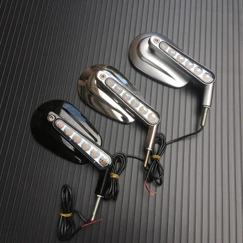

Pair Black/Chrome Motorcycle Mirror Muscle LED Turn Signals Light Moto Rear side View mirrors case for Harley V-ROD V ROD VRSCF