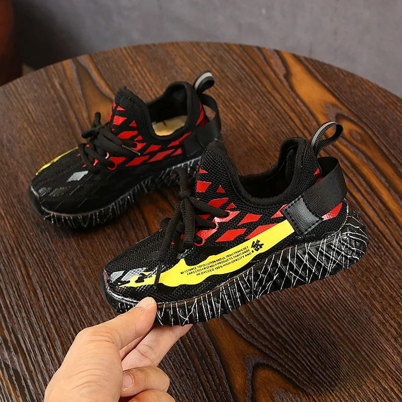 Новые осенние мужские туфли сетчатые дышащие детские спортивные туфли - Цвет: Черный