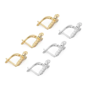 

DIY Earring Ear Hook 1 pair Copper inlaid zircon U-shaped stud earring with ring DIY earring accessories materiala