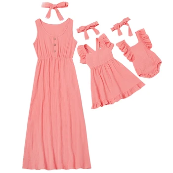 

Family Look Summer Mommy and Me Family Matching Mother Daughter Dress Clothes Mom Dress Kids Child Outfits Mum Sister Baby Girls