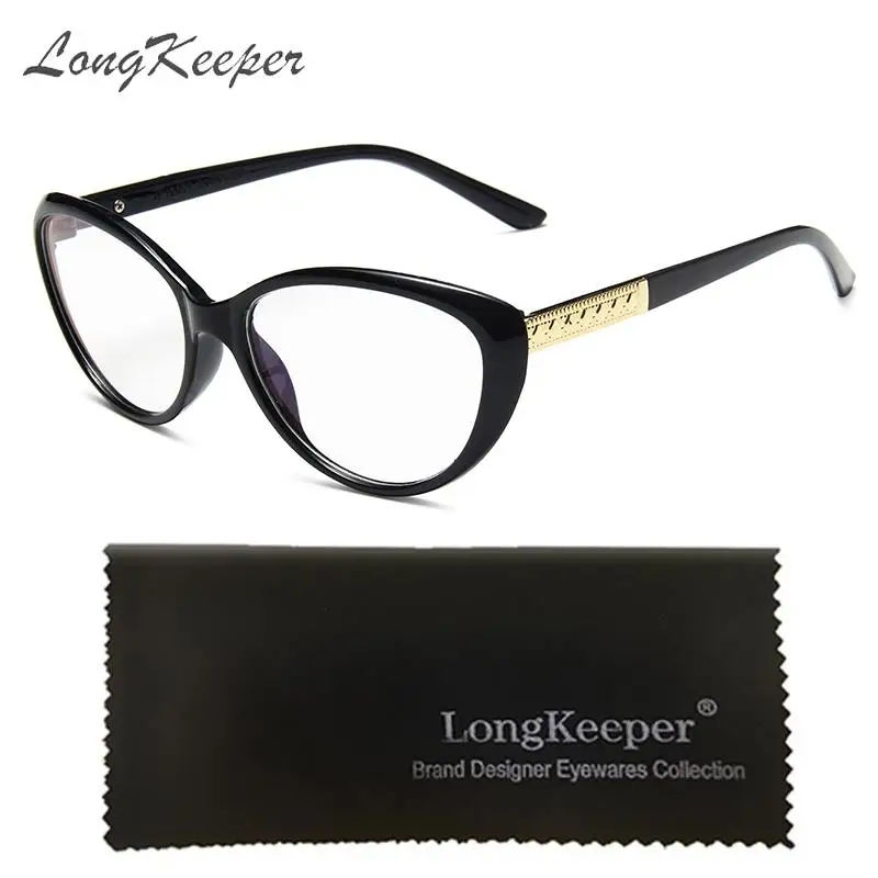 LongKeeper Fashion Vintage Cat Eye Glasses Frame Eyeglasses Women Computer Glasses Optical Glasses for Unisex Eyewear UV400