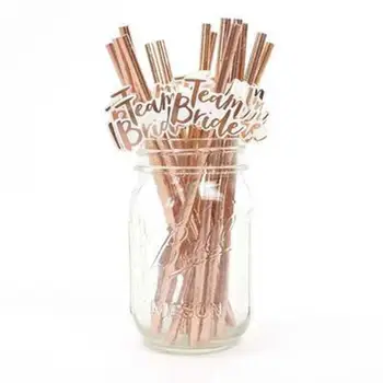 

Bride To Be Decoration Party Rose Gold Decoration Home Team Bride Disposable Straws Cups Wedding Decoration White Party Supplies