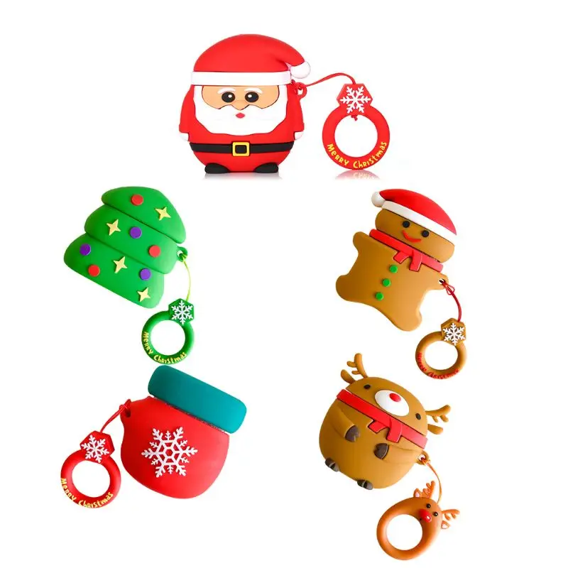 

Christmas Theme Protective Case Silicone Cover with Lanyard for Airpods 1/2 Kit for smart watch