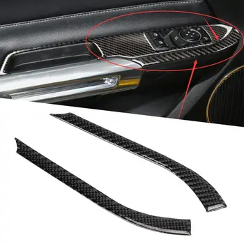 

2Pcs Carbon Fiber Car Window Control Switch Panel Side Decor Frame Cover Fit for Ford Mustang 2015 2016 2017-2019 Left Drive