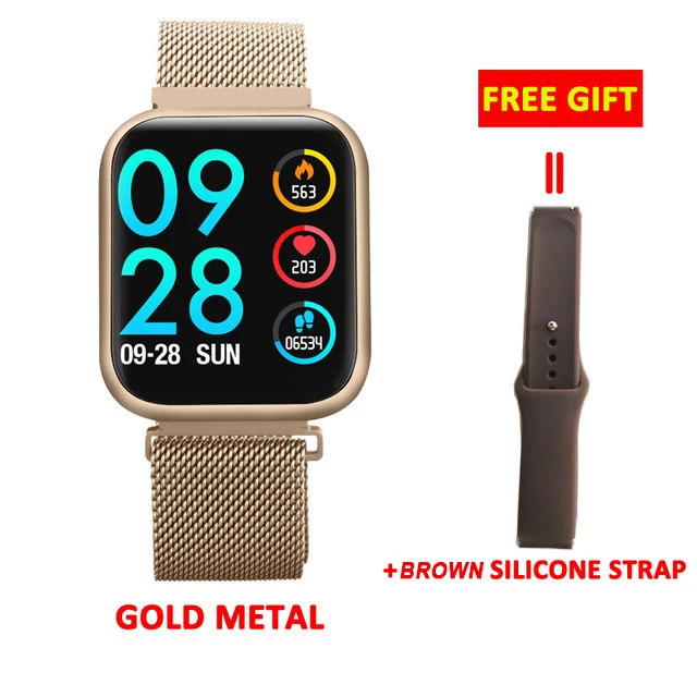 metal gold P80 Смарт-часы для женщин IP68 водонепроницаемый монитор сердечного ритма фитнес-трекер кровяное давление Смарт-часы мужские парные часы - Цвет: metal gold