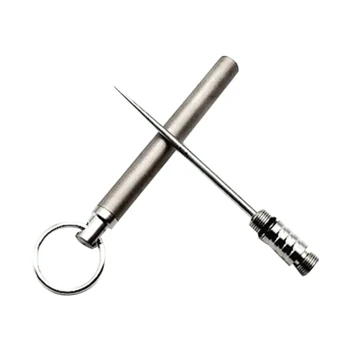 

Titanium Alloy Toothpick Set Teethpick Holder with Key Ring Design Portable Mini Size for Indoor Outdoor Use Camping Tools Brass