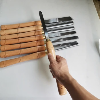 Online 8pcs/set High Speed Steel Lathe Cutter Tools Wood Lathe Tool Holder Lathe Chisel Wood Turning Tools Woodworking Tool