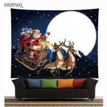 Рождественский настенный гобелен Луна Санта Клаус дерево tapiz tela сравнению стены ковер muurdoek