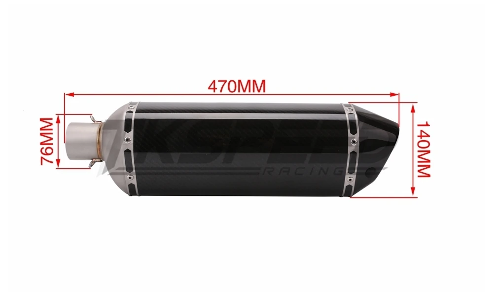 Универсальный 470 мм 51 мм Мотоцикл Мотокросс скутер выхлопная труба глушитель для Ninjia300 Z750 R25 TMAX530 R6 Байк
