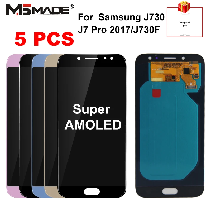 5 шт. супер AMOLED ЖК-дисплей для samsung Galaxy J7 Pro J730 J730F ЖК-дисплей и кодирующий преобразователь сенсорного экрана в сборе запчасти SM-J730F
