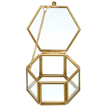 

Golden Glass Vintage Jewelry Box-Storage Box Souvenir Box Box Home Decoration Box Storage Small Jewelry Ring Earrings