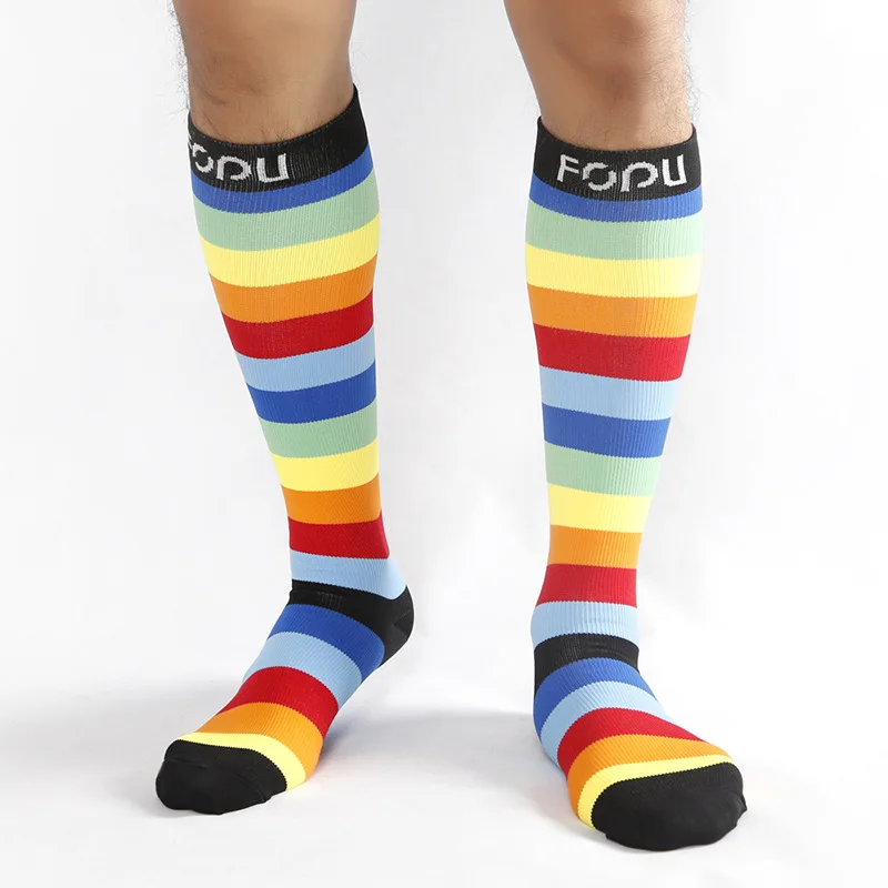

Hit Color happy marathon running socks quick-drying wear-resistant sports compression socks stripes socks gifts