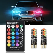 

2pcs T10 w5w RGB LED Bulb 12SMD COB canbus 194 168 Car With Remote Controller Flash/Strobe Reading Wedge Light Clearance lights