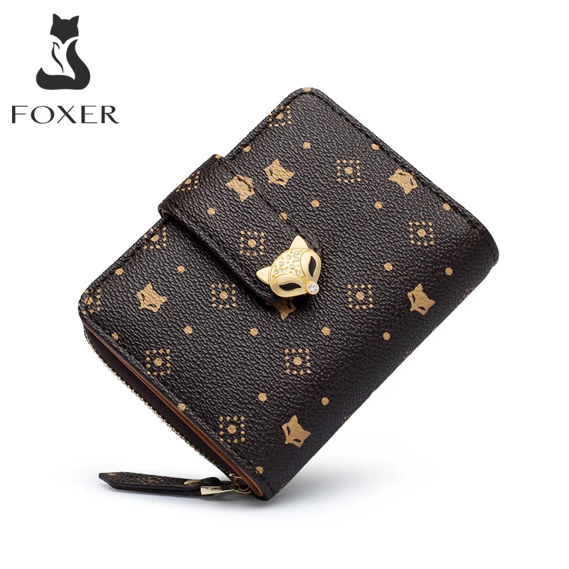 Small Wallet Key-Holder Clutch-Money-Bag Card-Slot Coin-Pocket Bifold Female FOXER Large-Capacity