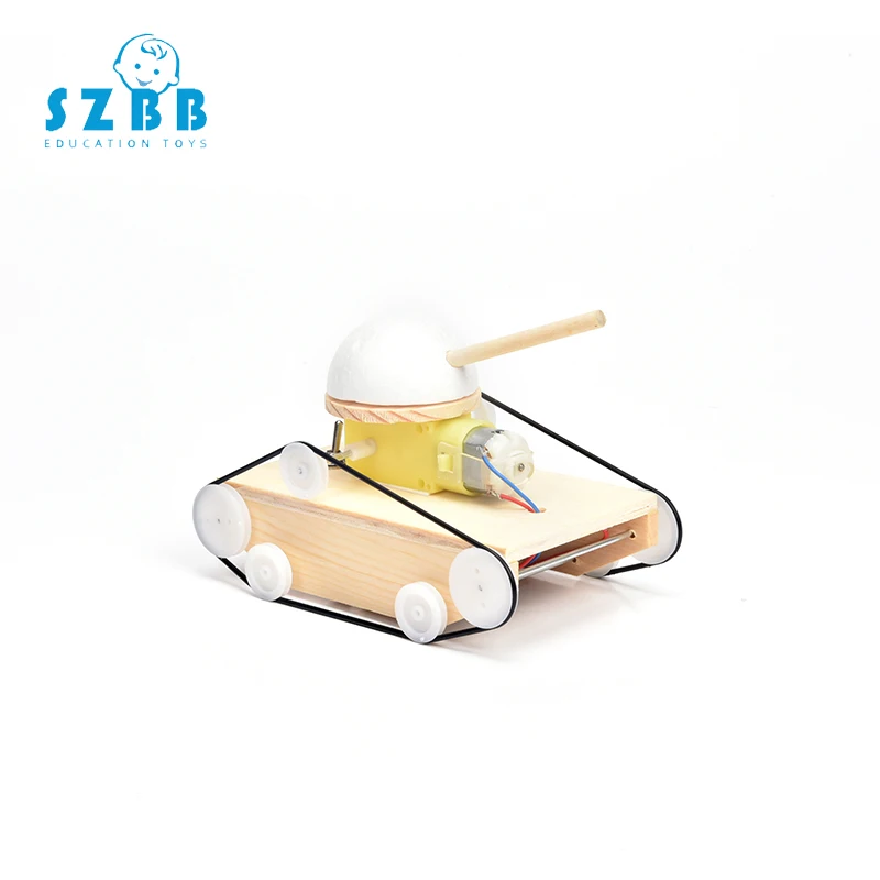 

Cool Kids Creative DIY Assembled Tank Model Kits Wood Material Physical Science Experiment Toys Educational Child