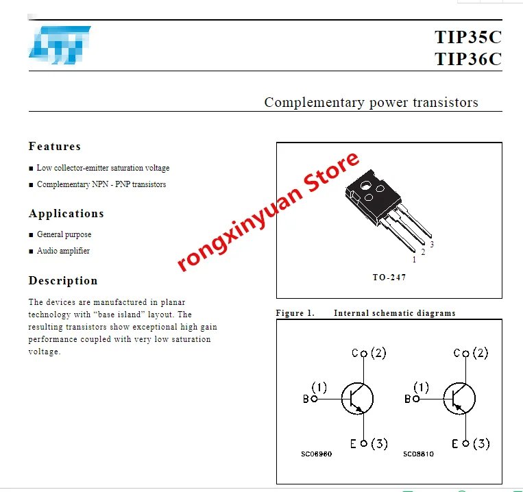 TIP36C Transistor Pinout, Explanation, Features, Technical