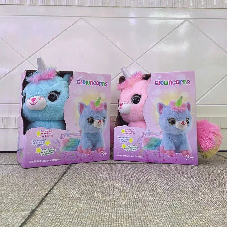 Interactive Luminous Unicorn Simulation Touch Kitten With Music Children's Plush Electric Toy Girl Gift