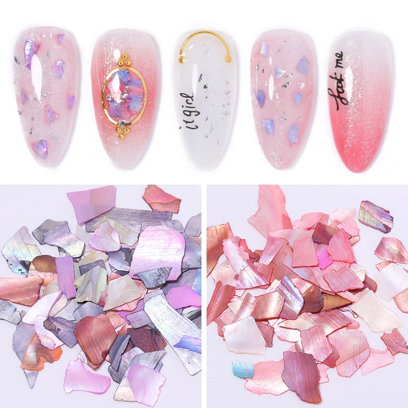 

1 Box Seashell Nail Sequins Holographic Slices Irregular Paillette Sequins Mixed Size DIY Designs 3D Nail Art Decoration