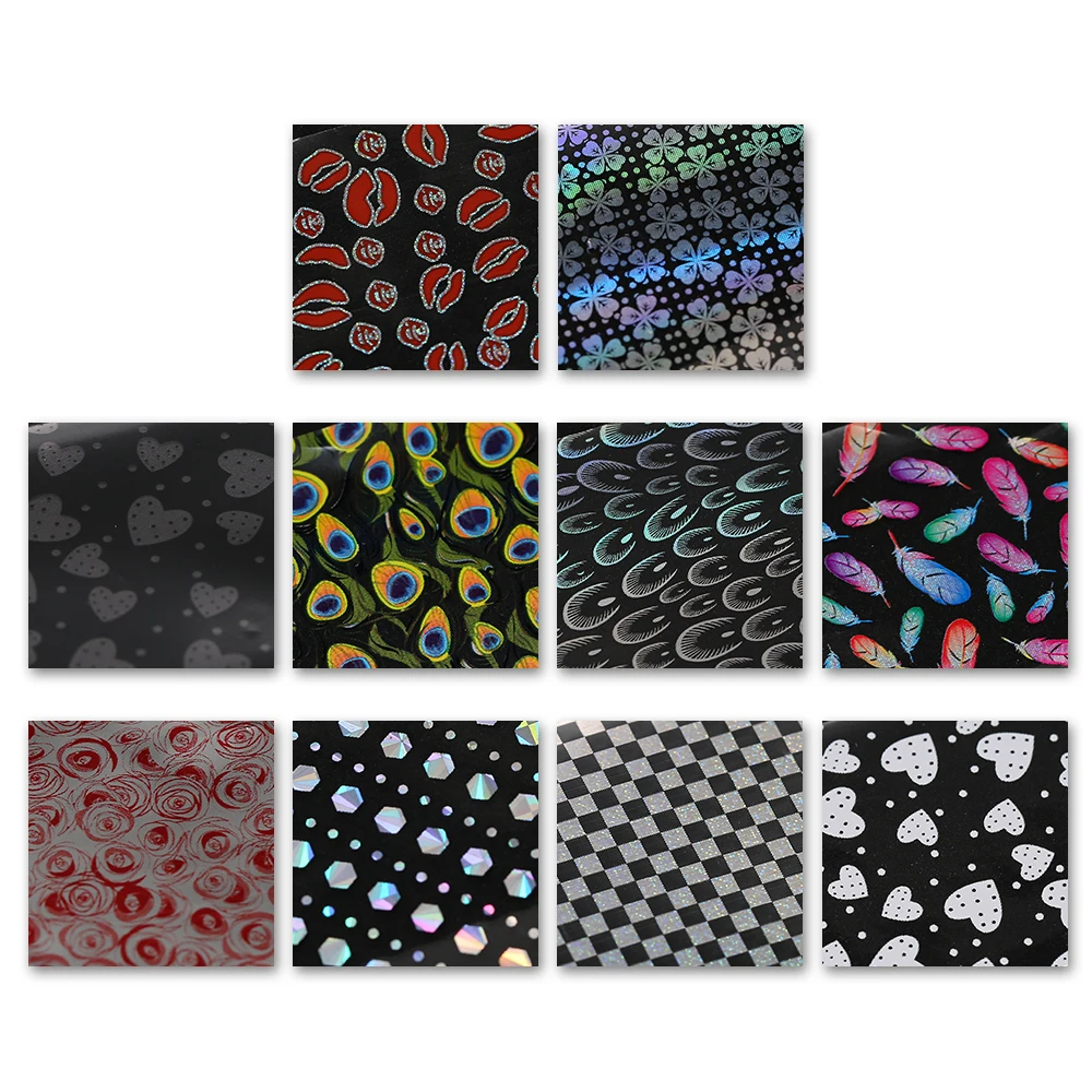10 Rolls/set Nail Foil Polish Stickers Mix Rose Flower Foil Nails Decal for Nail Art Decoration Manicure Nail Art Accessories
