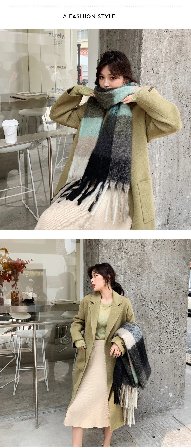220X35 см зимний плотный теплый большой кашемировый длинный шарф с кисточками для женщин, двухсторонний цветной большой полосатый женский шарф