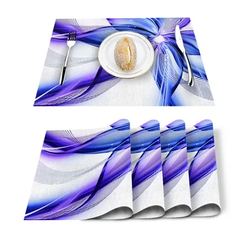 

Blue Crystal Flower Abstract Kitchen Placemat for Dining Table Non-slip and Heat-insulating Table Mat Table Decoration