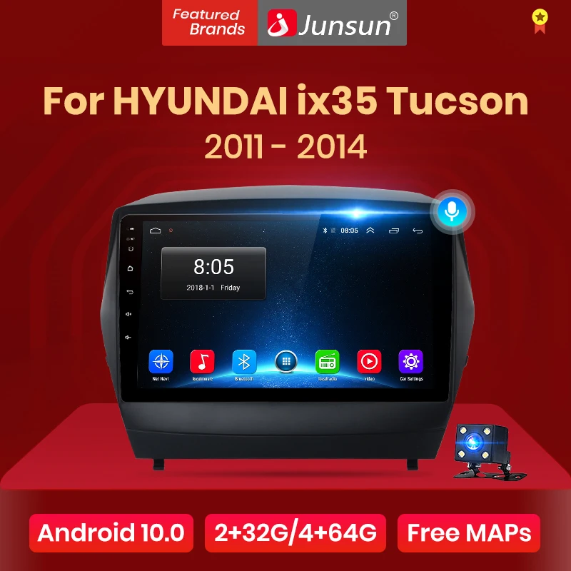 Мультимедийная система Junsun V1 для Hyundai стерео проигрыватель на Android 10 2 Гб ОЗУ 32 ПЗУ