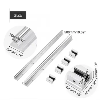 

2PCS SBR12-500mm 12MM Linear Bearing Rail Slide Guide Shaft + 4Pcs SBR12UU Blocks Drop Lubrication Boundary Lubrication
