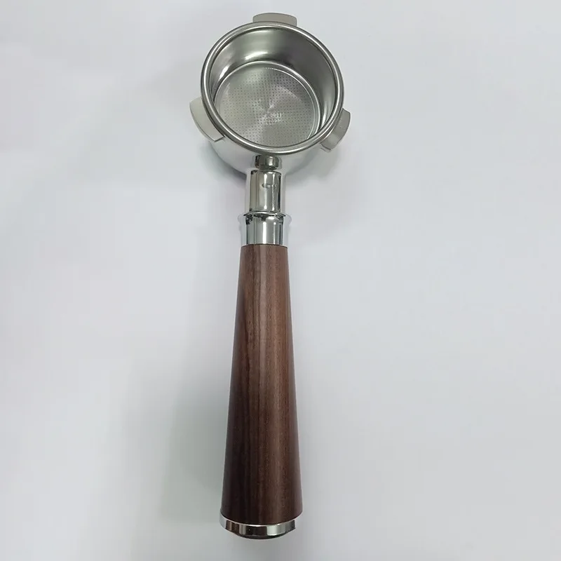 

Professional coffee machine handle 51MM coffee powder pressing bottomless stainless steel rosewood handle coffee tool