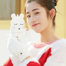 Милые Мультяшные мигающие перчатки зимние плюшевые MS откидная крышка половина пальца открытый плюс бархат держать варежки детские перчатки зима