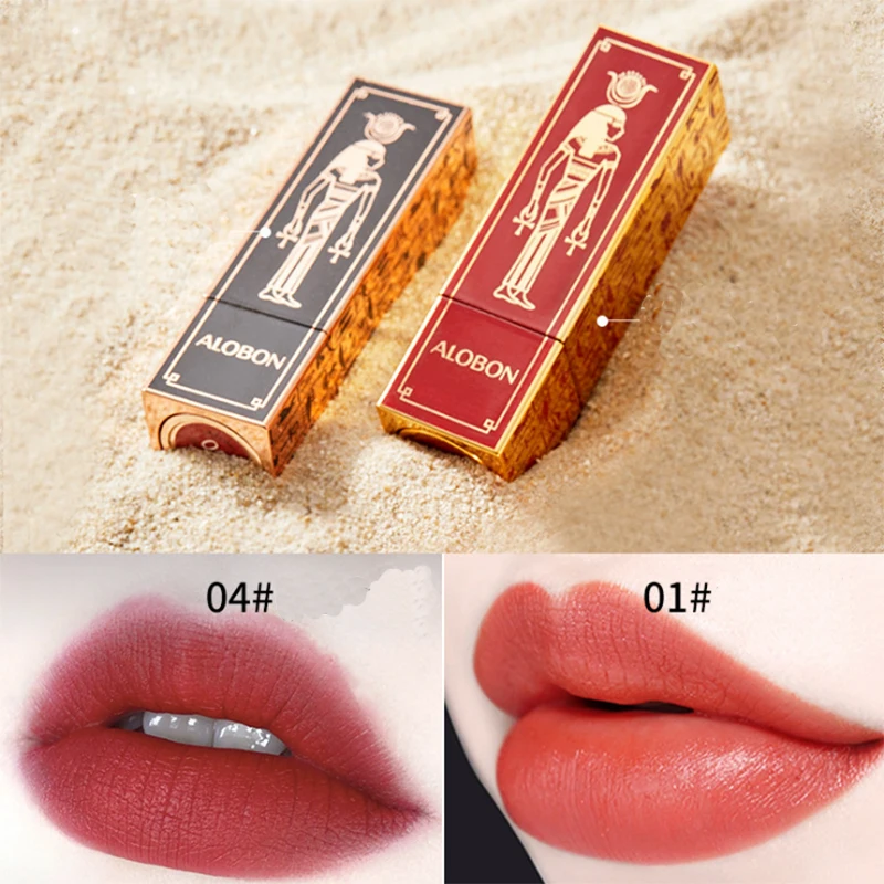 Matte velvet texture lipstick water color lock moisturizing lipstick easy to color non-stick cup Egyptian style makeup Matte velvet texture lipstick water color lock moisturizing lipstick easy to color non-stick cup Egyptian style makeup