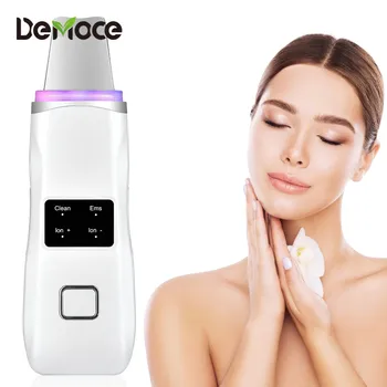 

Rechargeable Ultrasonic Ion Skin Scrubber Blackhead Remover Comedone Extractor Four Working Modes Light Therapy Skin Care Tool