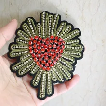 

1pc handmade sequin beaded patches for clothing DIY rhinestone Sew on patch heart Embroidery applique parches bordados para ropa