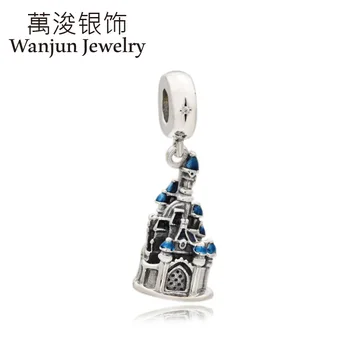 

Wanjun Jewelry 925 Fine Silver Bracelet Charms Baking Varnish Paris Castle DIY Hanging Brackets