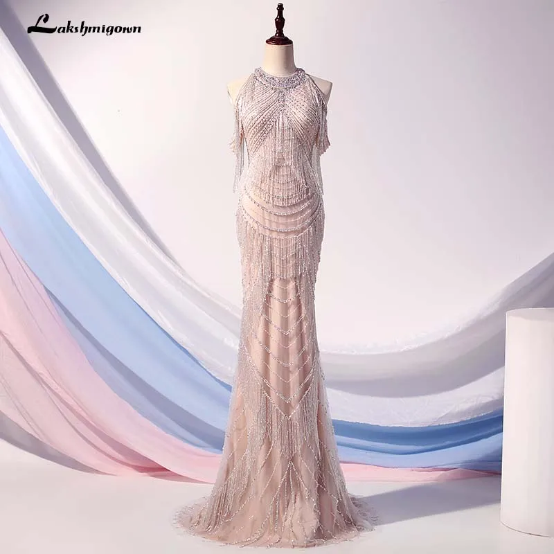 picture color Lakshmigown, великолепные стразы, вечернее платье, длинное, Русалка, с разрезом сзади, платье для выпускного вечера, розовое золото, vestido de festa, пышные платья - Цвет: picture color