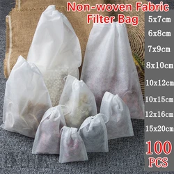 Premium Disposable Tea Infuser Bags - 100-Pack Non-Woven Fabric with Drawstring Seal - 100pcs (12 x 16cm)