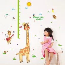 Наклейка с милым рисунком стены Стикеры s для школьного Кабинета, детского сада Стикеры s музыки Жираф Наклейки для измерения роста SK9114