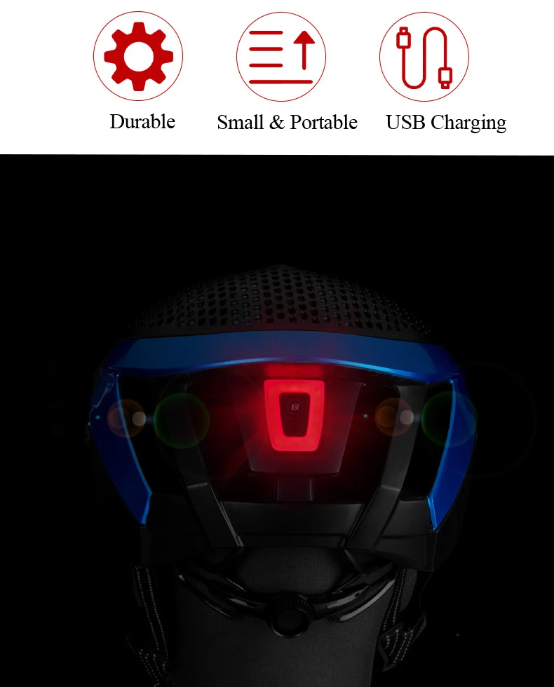 Discount ROCKBROS Cycling Light Waterproof Helmet Taillight Lantern For Bicycle LED USB Rechargable Safety Night Bike Riding Rear Light 2