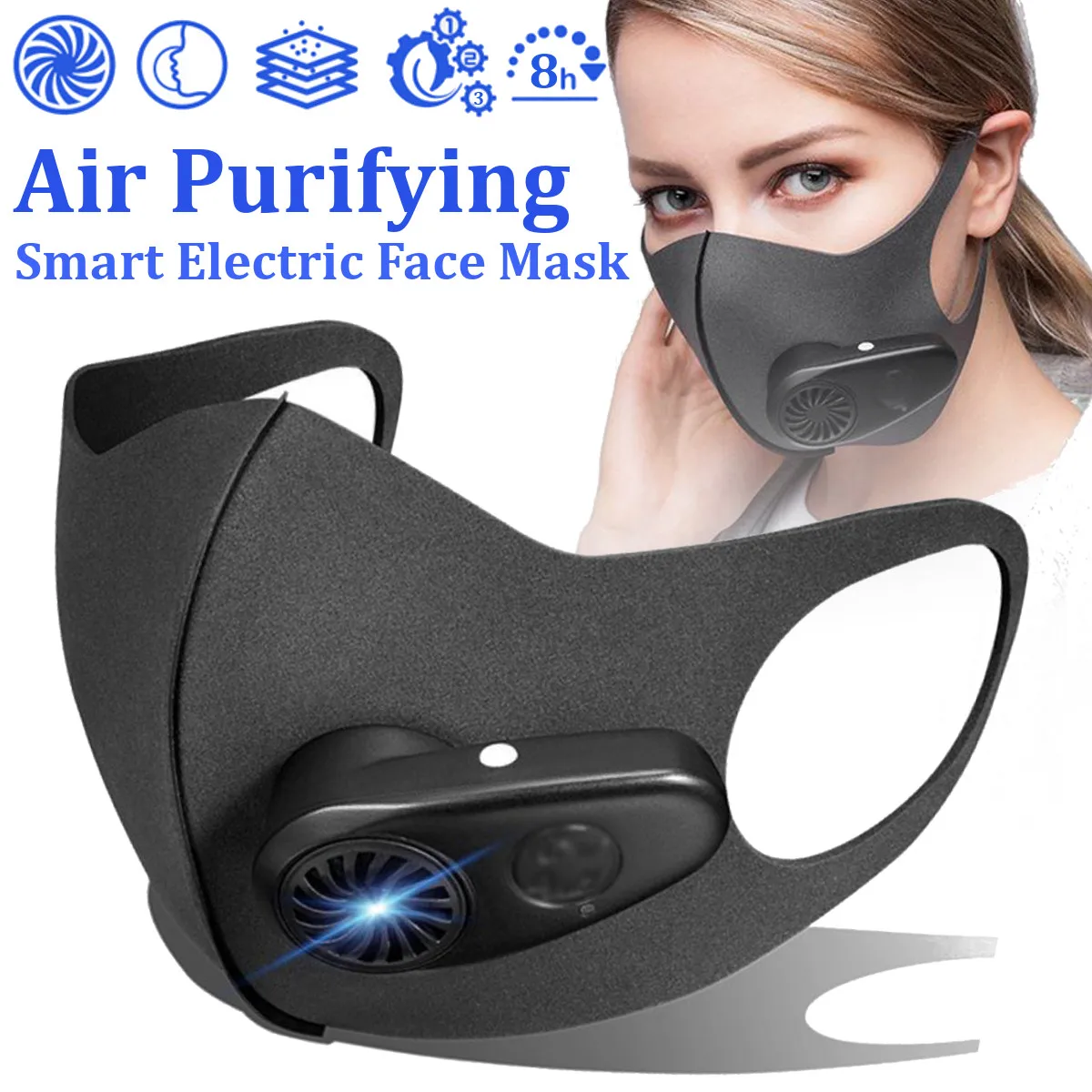 

Smart Electric Face Mask Air Purifying Anti Dust Pollution Fresh Air Supply pm2.5 With Breathing Valve Personal Health Car