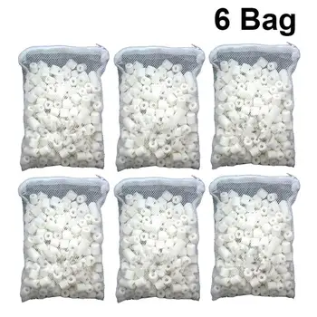 

6 Packs Filter Media Zipper with Mesh Bag Bio Porous Prime Bio Ball Ceramic Ring Filter Media for Fish Tank Koi Pond Aquarium