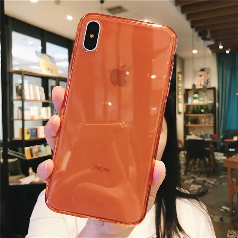 Soild Прозрачный чехол для телефона карамельного цвета для iPhone 11 Pro Max X XS Max 6 6S 7 8 Plus Мягкий цветной из термопластичного полиуретана защитная задняя крышка - Цвет: Red