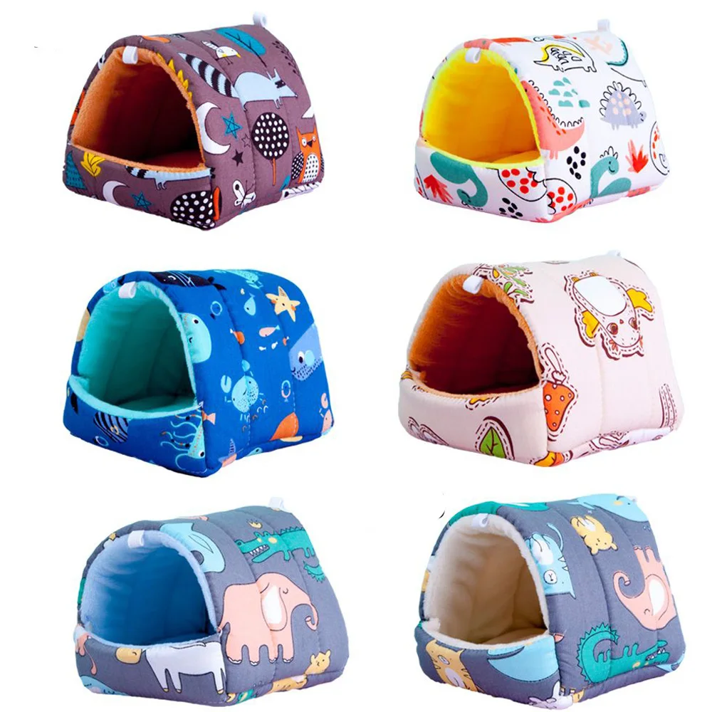 

New Soft Flannel Cotton Hamster House Guinea Pig Nest Small Animal Sleeping Bed Small Pet Cages Winter Comfortable Warm Mat