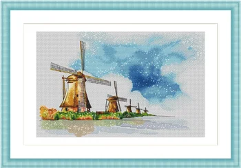 

ZZ MM Counted Cross Stitch Kit Fan blowing a fan Handmade Needlework For Embroidery 14ct Cross Stitch windmill