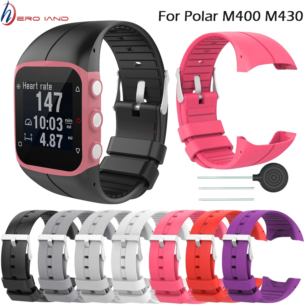 siete y media bronce carbón Correa de silicona para Polar M400 M430, pulsera de repuesto para reloj  inteligente deportivo con GPS|Accesorios inteligentes| - AliExpress