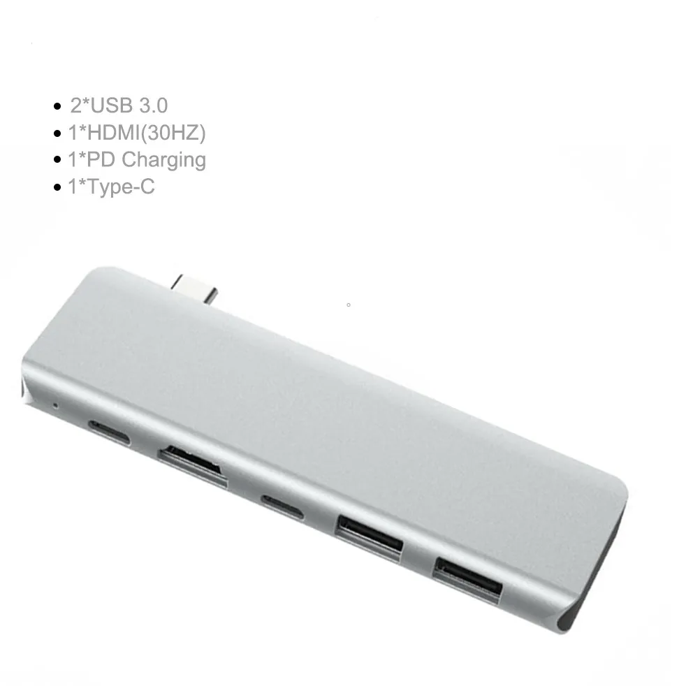 Серый 5 в 1 usb-хаб с 4k HDMI USB3.0x2 87 Вт PD Быстрая зарядка USB-C док-станция мульти usb порты для Macbook для XPS для MateBook - Цвет: Серый