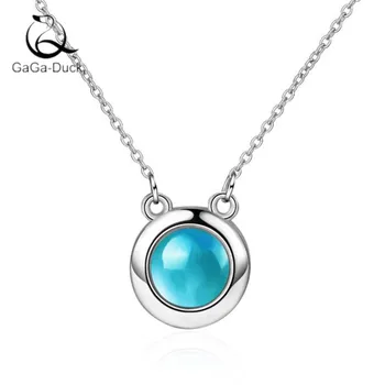 

New Simple Fashion Jewelry Round 925 Sterling SIlver Artificial Crystal Personality Clavicle Chain Pendant Necklaces N395